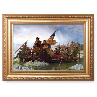 «Washington Crossing the Delaware» par Emanuel Leutze, format encadré: 30 po x 22 po, taille de l'image: 16 po x 24 po, reproductions d'art dans le cadre doré The World Classic, art mural pour la décoration intérieure