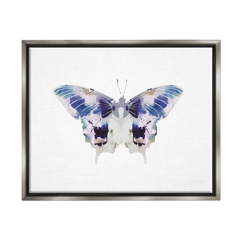 «Vivid Purple Butterfly Insect» par Leah Straatsma - impression sur bois, Cadre flottant gris lustré