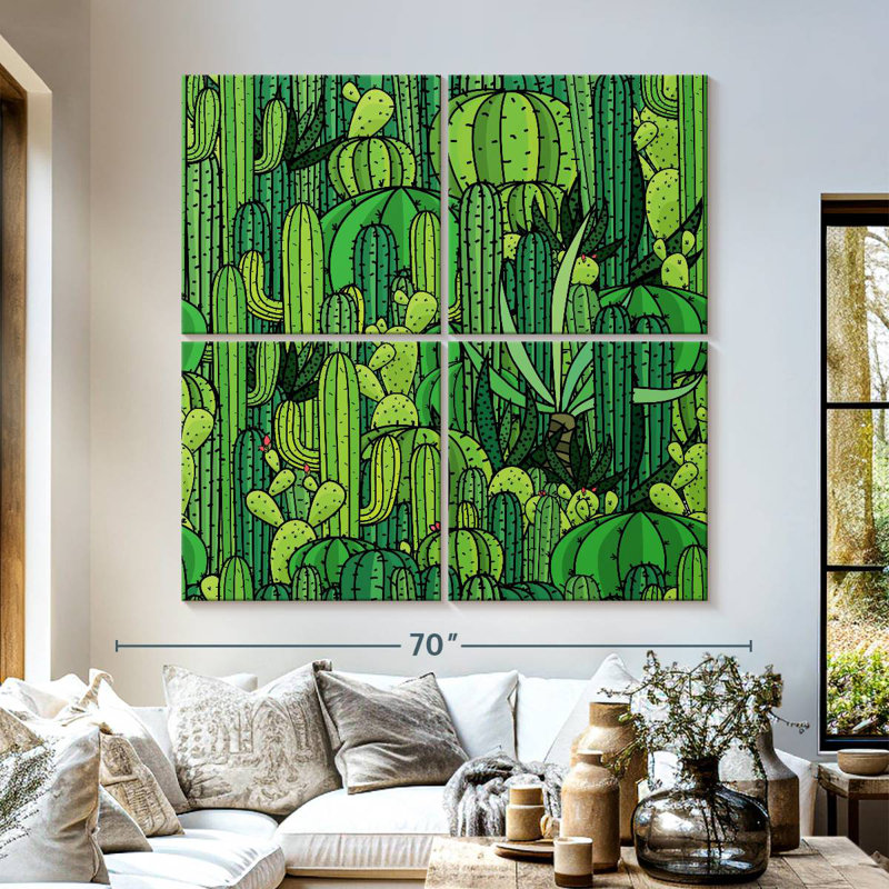 Harnek Green Cactus Pattern, 57" H x 57" W