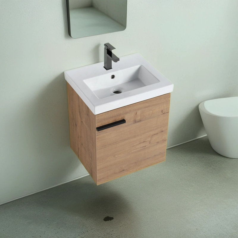 Meuble-lavabo mural simple l 18 po x P 15 po x H 21 po Cranford, Imitation chêne