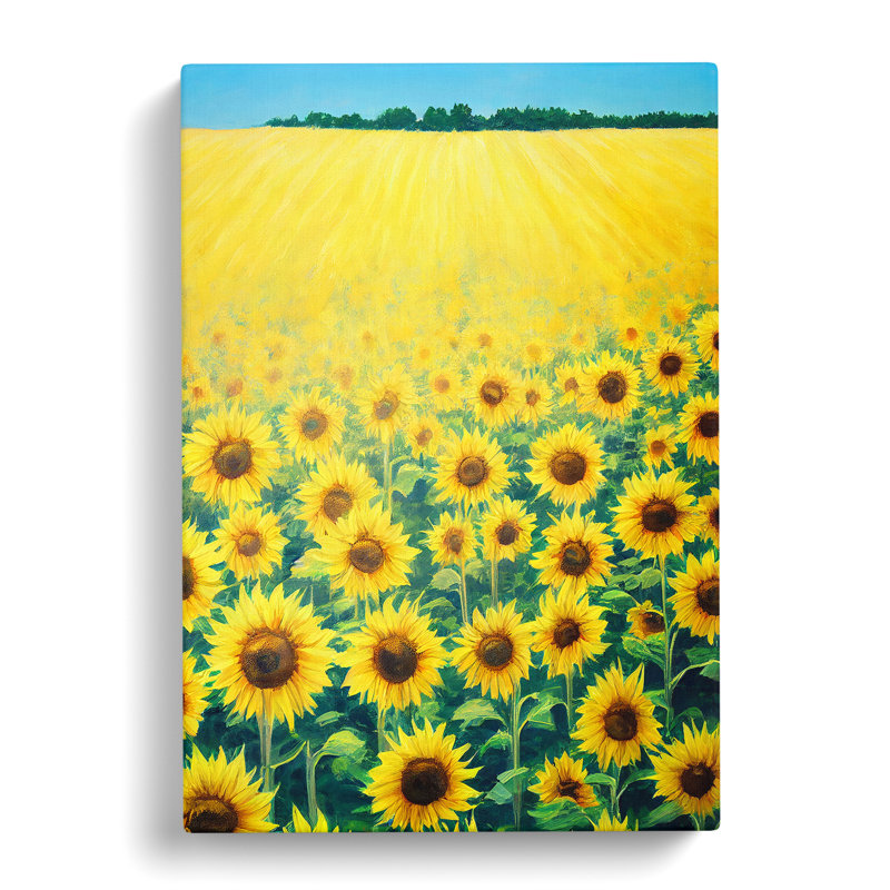 Rivanna Sunflower Field Abstract - Wrapped Canvas, 76cm H x 50cm W