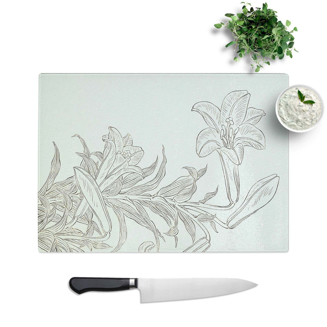 Glass Illustration of Lilies by Ohara Koson Chopping Board