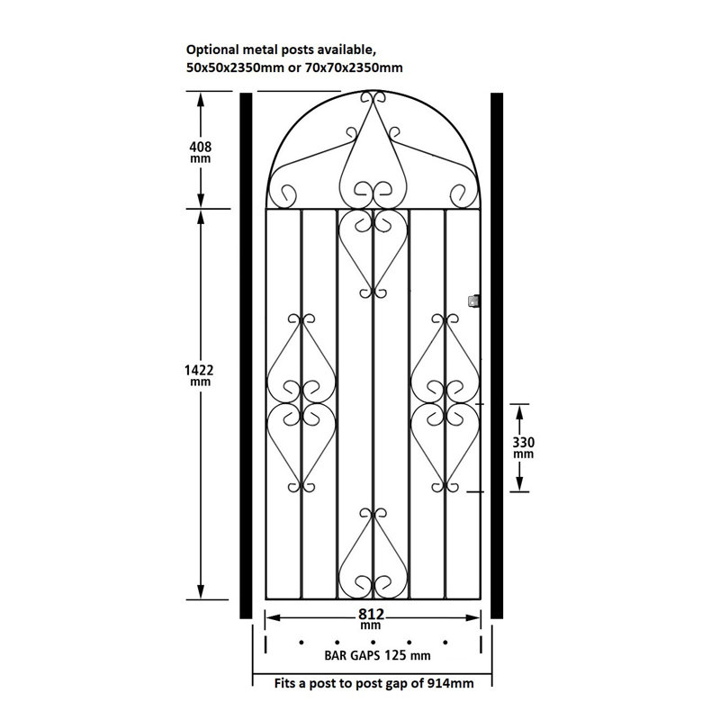 Suez Black Metal Gate, 91cm W x 183cm H