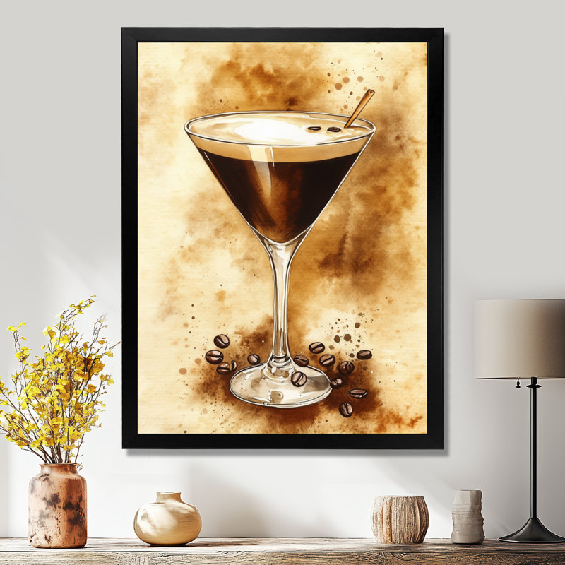 L'heure de l'espresso Martini - Tableau encadré marron, H 44 po x l 34 po, Cadre photo noir