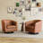 Applewold Upholstered Brown Faux Leather Swivel Barrel Chair with Solid Wood Base-1928101219