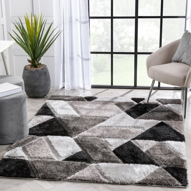 San Francisco Geometric Shag Area Rug, Rectangle 120 x 160cm