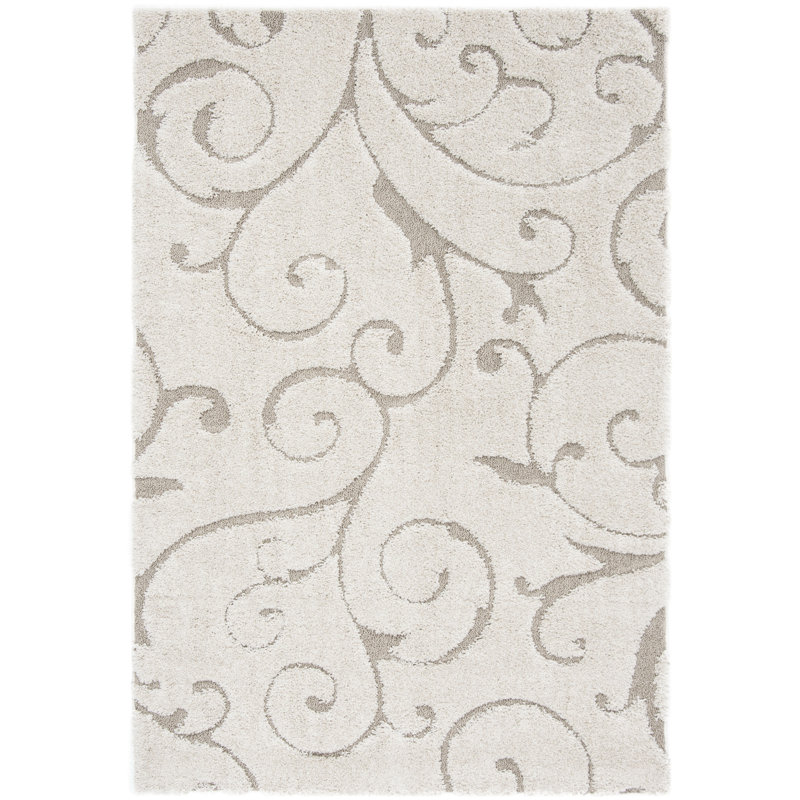Benedetti Damask Hand Woven Area Rug, Rectangle 69 x 122 cm, Cream/Beige