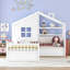 Lit House avec canapé, lit plateforme pour enfants avec deux tiroirs et tablette de rangement-1456249274