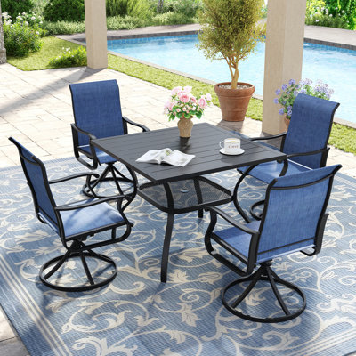 Ensemble repas pour 4 personnes avec chaises pivotantes 360 °