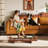 Caynemore 4-Piece 91.5'' Reversible Modern L-Shape Sectional Sofa With Storage Seat- Faux Leather Brown-1194209223