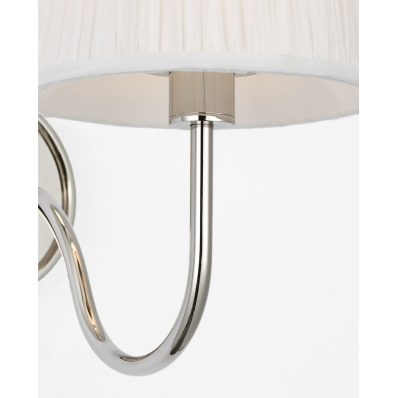 Lyndsie Small Cordless Sconce with Silk Pleated Shade, Polished Nickel