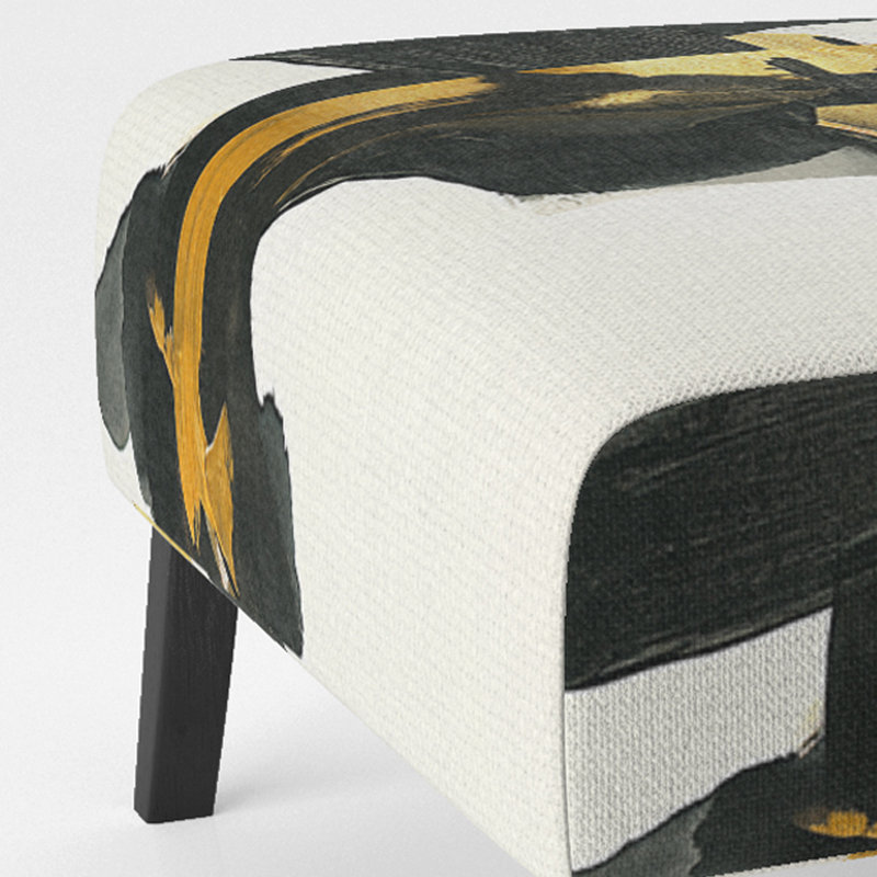 Fauteuil de chambre rembourré Geometric IV, Or, noir, blanc