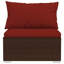 Ensemble de canapé modulaire de patio 4 pièces avec 6 coussins, 4 coussins, brun rouge