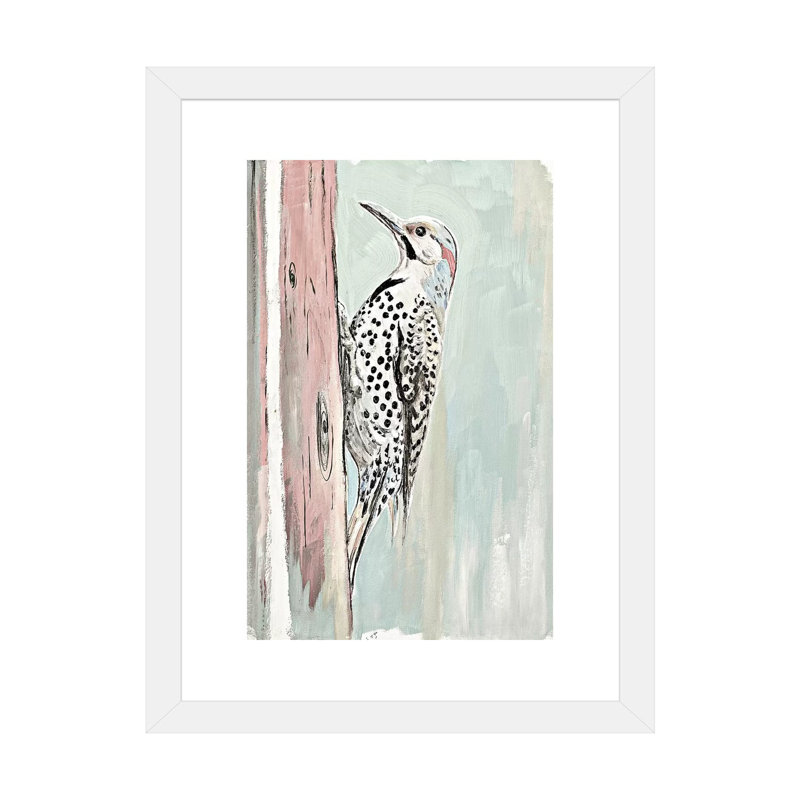 "Beige Woodpecker II" par Patricia Pinto, reproduction d’art, Papier encadré blanc, Blanc, H 24 po x l 16 po x P 1 po