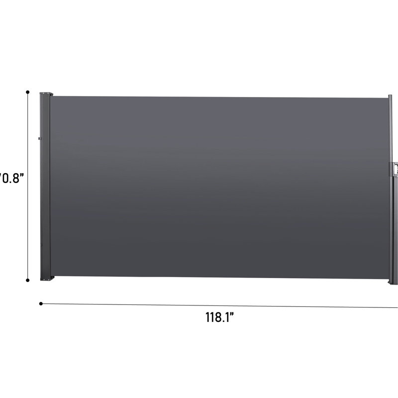 Écran d'intimité rétractable pour jardin - imperméable. 118,1 po x 70,9 po, auvent latéral imperméable gris rétractable. Foncé