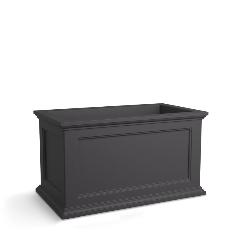 Anastasiya 20"x36" Resin Planter with Water Reservoir, Graphite Gray