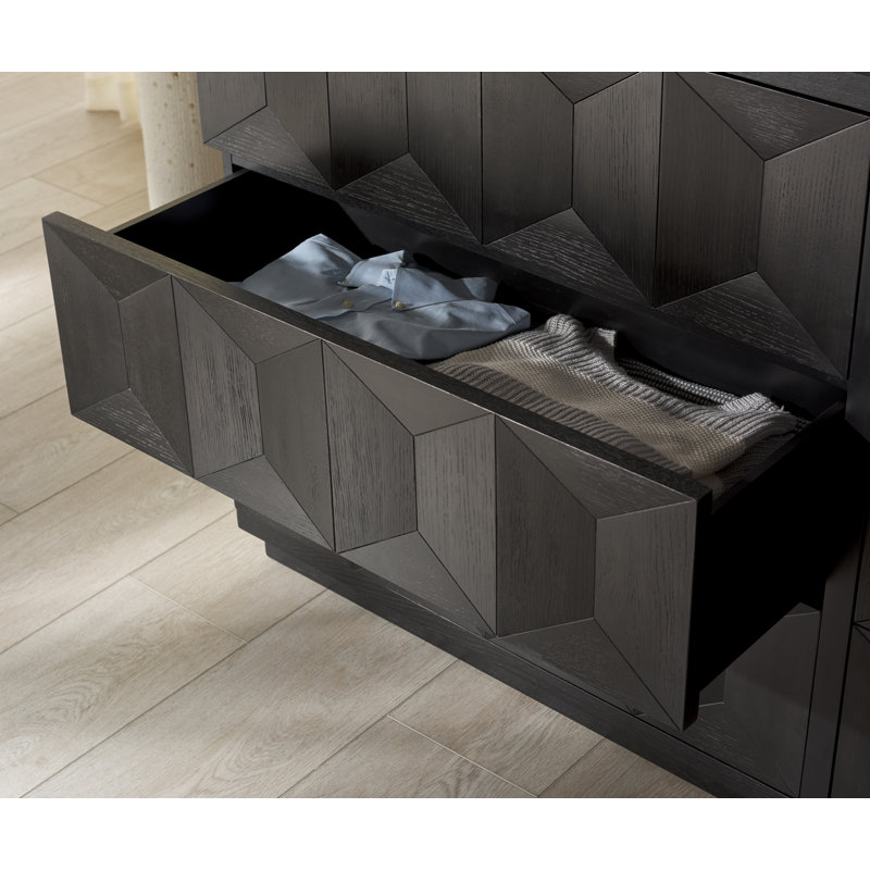 Deziree Wood 6 Drawer Dresser, Black
