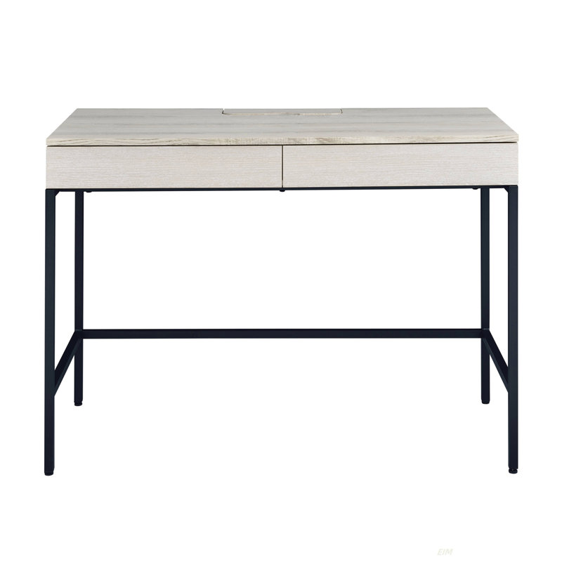 Rashaunda Writing Desk with Storage Drawer and Metal Legs, Natural, 30.46" H x 42.46" W x 19.53" D