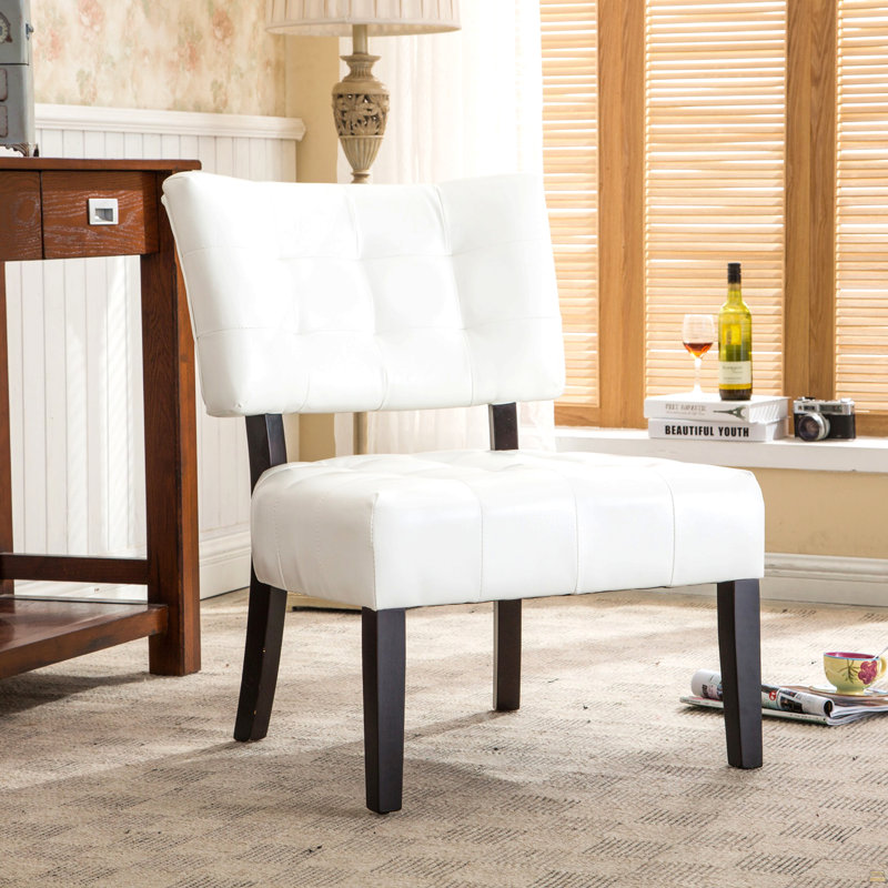 Fauteuil d'appoint capitonné en cuir mélangé avec sièges surdimensionnés, ivoire, Ivoire ivoire