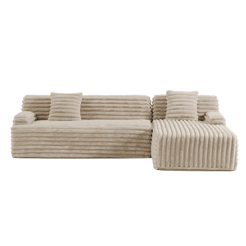 Canapé modulaire 110 po Cloud, Fausse fourrure café clair