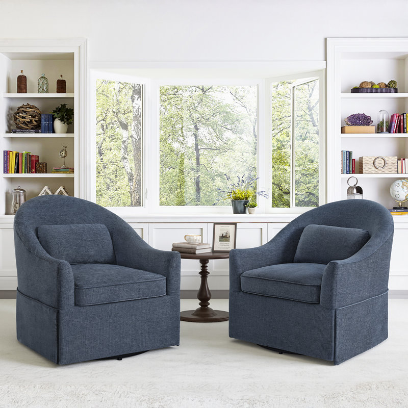 Fauteuil demi-tonneau pivotant Martha (ensemble de 2), Dark Blue