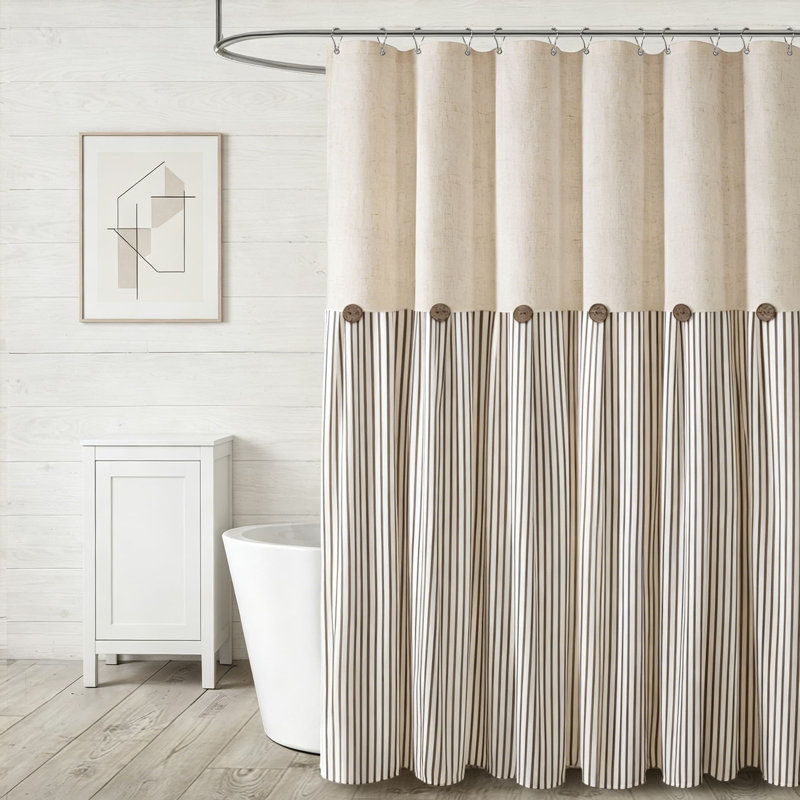 Rideau de douche en lin Farmhouse, Brun