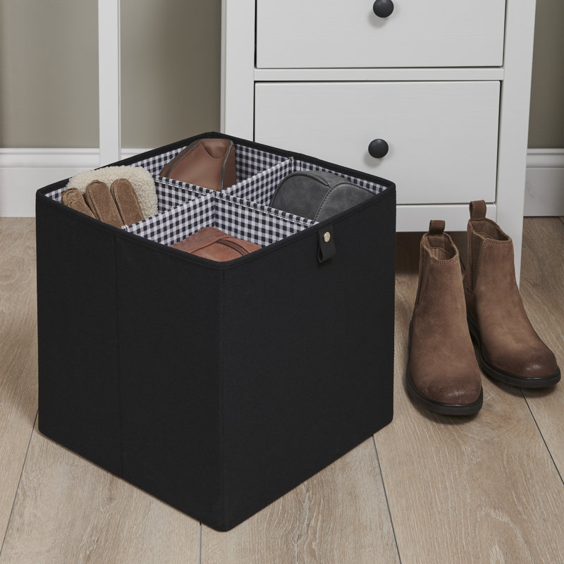 Martha Stewart Essential Collapsible Stackable Decorative Home Storage and Organizational Cube with Dividers, Black