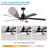 65 Inch Black Ceiling Fan With Light, 5-Blade Dimmable LED Ceiling Fan With Remote Control, Modern Quiet Design For Living Room And Bedroom