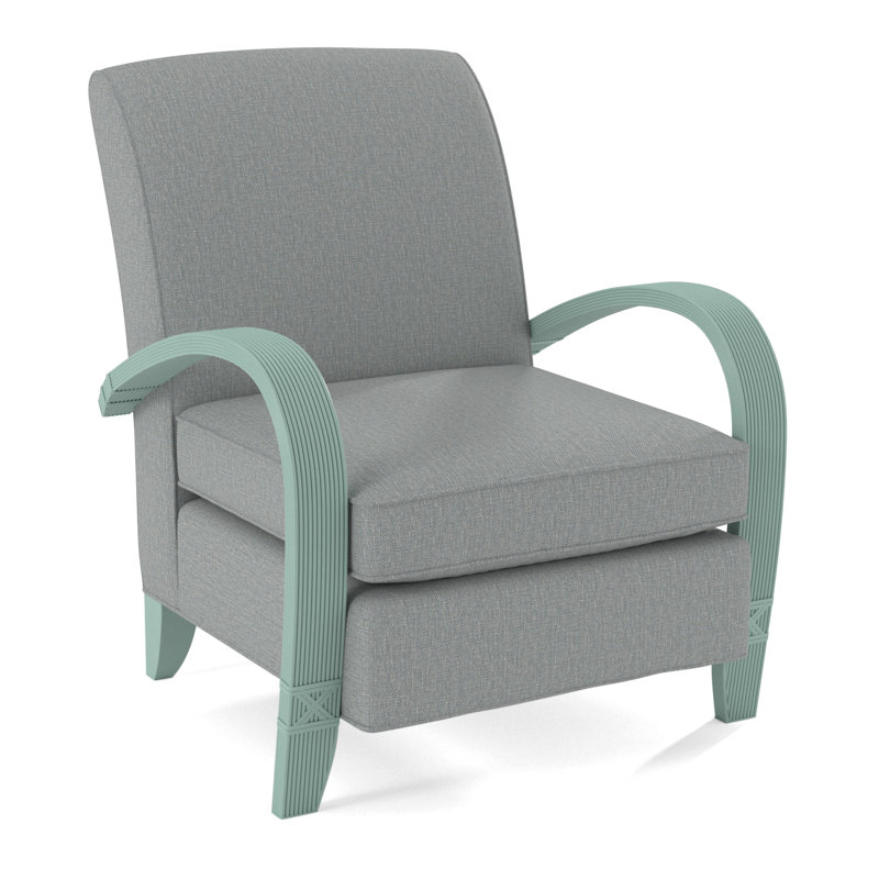 Vero Armchair, Light Blue Performance Fabric; 0851-55, Brass