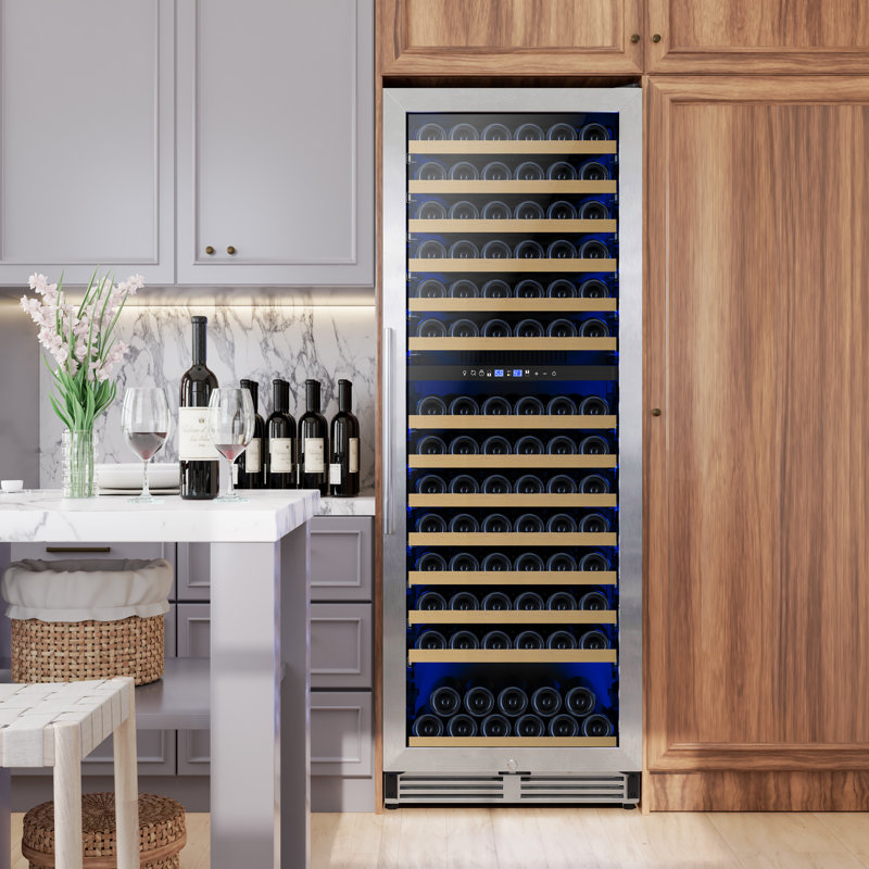 Réfrigérateur à vin 24 pouces à deux zones - Réfrigérateur à vin haut de 173 bouteilles pour une utilisation avec refroidisseur encastré ou autoportant avec compresseur professionnel, faible bruit, refroidissement rapide et mémoire de température intelligente