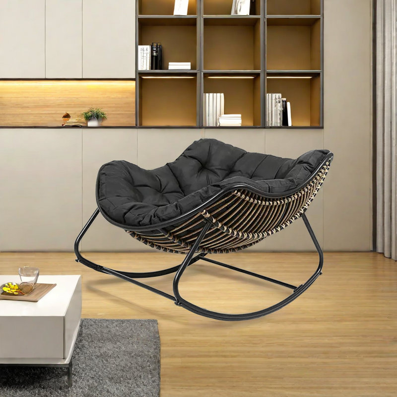 Chaise berçante Lazy Home, Noir / brun, Noir