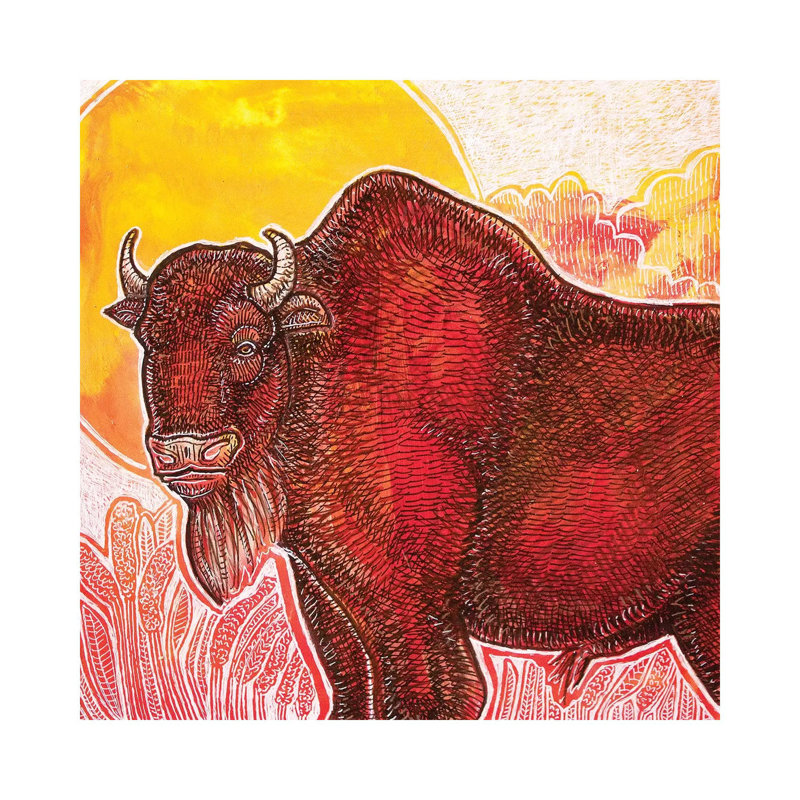 Bison at Sunrise 1 Piece Wrapped Canvas Painting