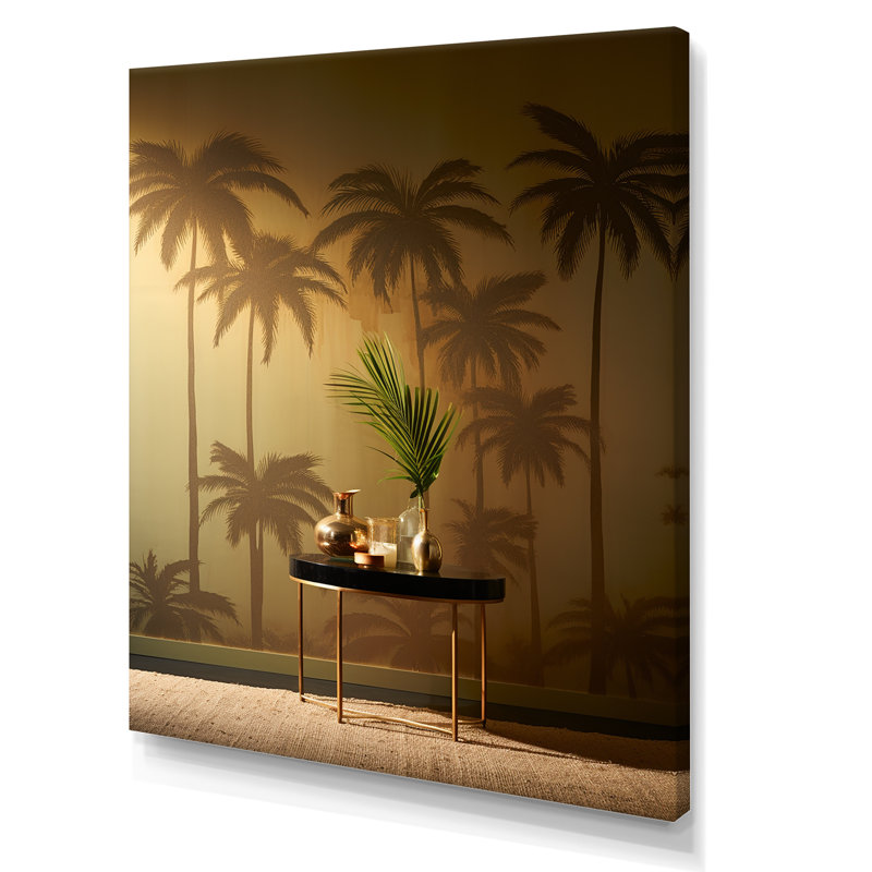 «Golden Grove Palm Tree Shadows» sur toile, H 44 po x l 34 po x P 1,5 po, Toile tendue