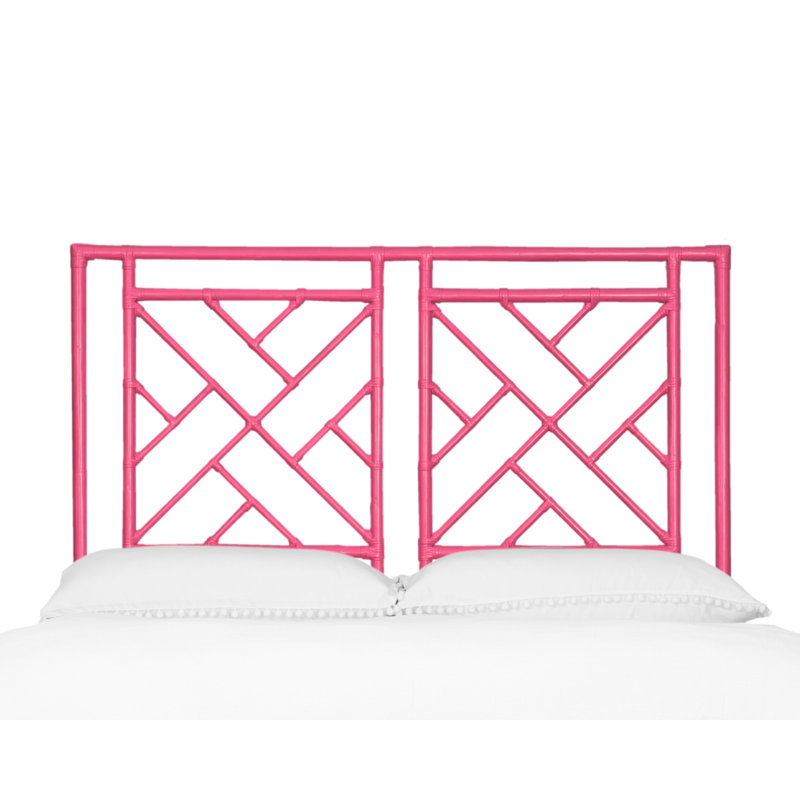 Cowden Geometric Rattan Headboard, Queen, Hot Pink