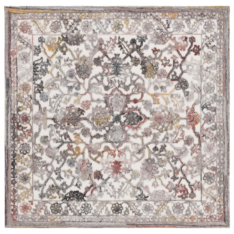 Elisei Trace Hand Tufted Performance Oriental Rug, Square 6'