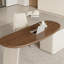 Bureau courbé en bois manufacturé brun noisette + blanc beige avec 1 tiroir-420606061