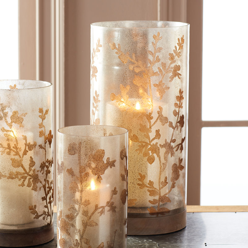 Glass Candle Holder, 19" H x 9.25" W x 9.25" D