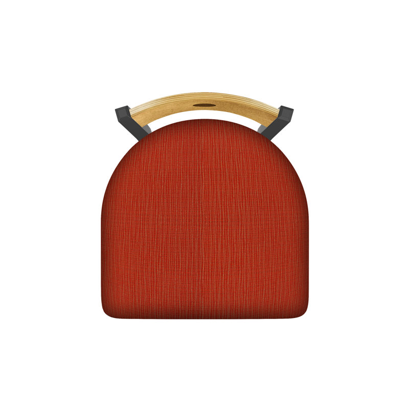 Tabouret pivotant Voltaire, Chêne naturel, Étain, Siège graphite coquelicot / dossier en érable mo