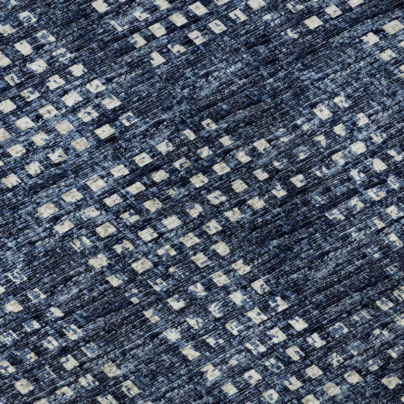 Premium Machine Washable Mayfield AMF33 Geometric Rug, Blue, 9' x 12'