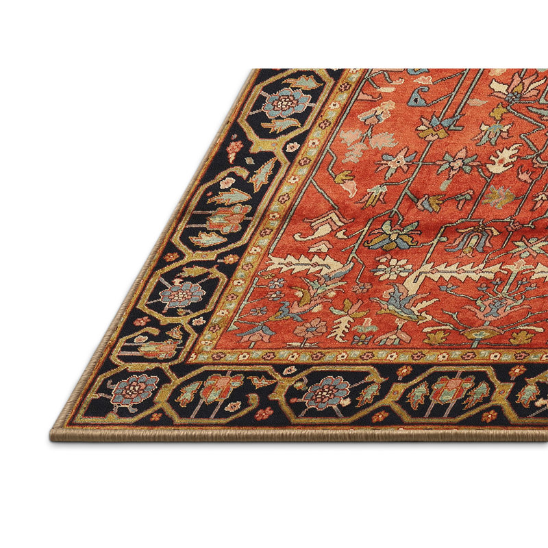 Tapis oriental orange / noir, Rectangle 7 pi x 9 pi
