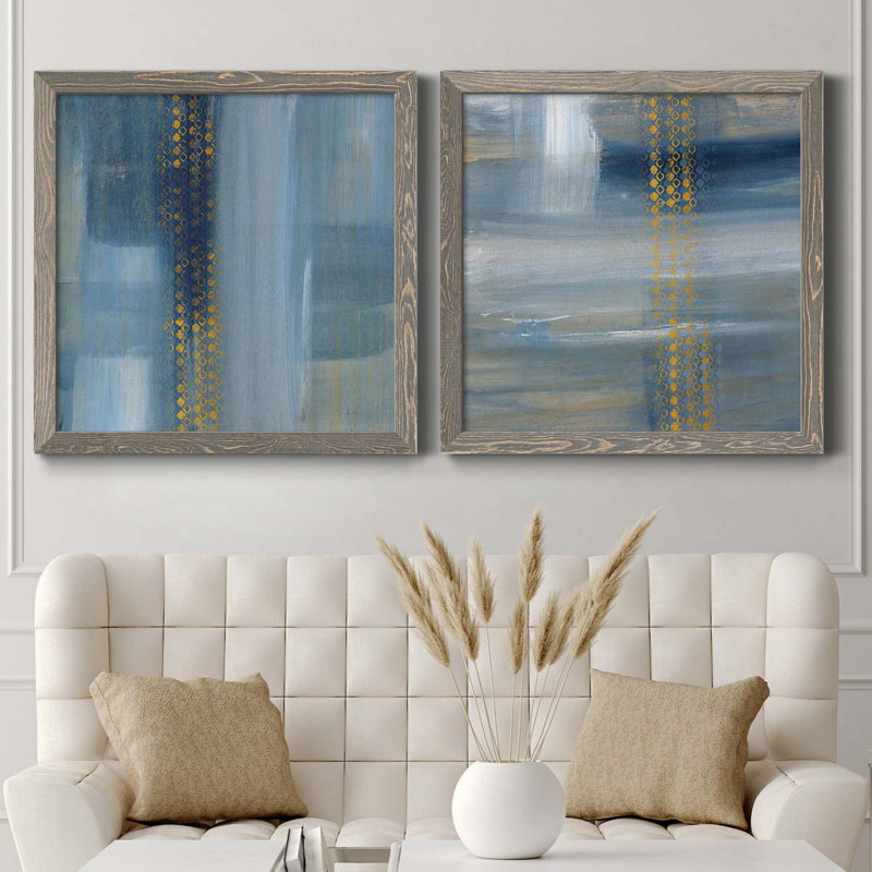 «Touching the Sky I», ensemble de 2 peintures sur toile encadrées, Encadré gris, H 27,5 po x l 55 po x P 1,5 po