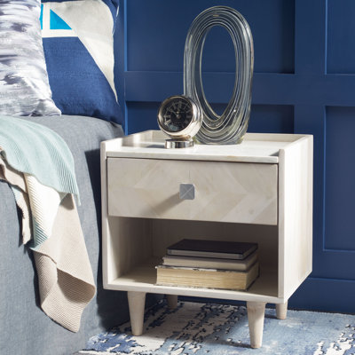 Kerstetter 19'' W Nightstand – Stylish Wood Nightstand with Gold-Finish Hardware & Marble Top Design