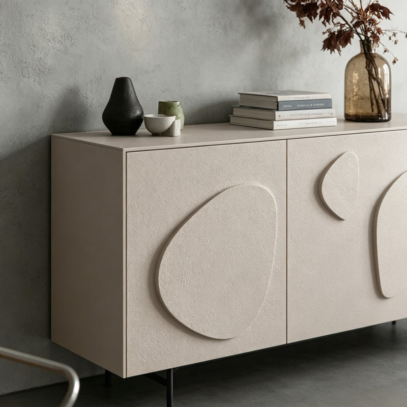 Armoire latérale moderne à motif irrégulier, Noir / kaki