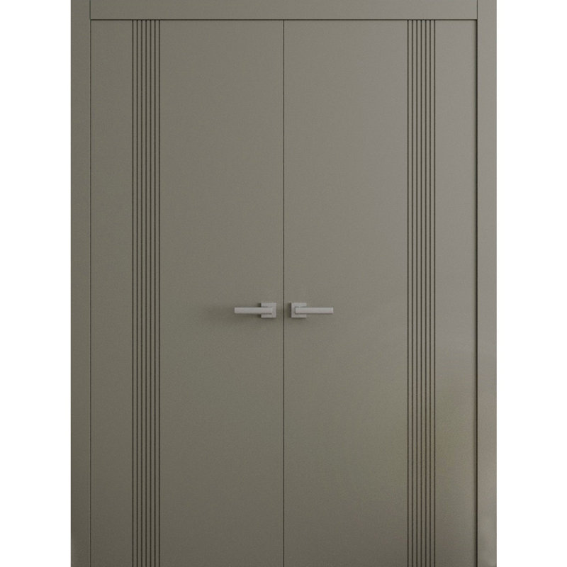 Interior Solid French Double Doors - ESSENTIAL 0777 - Wood Interior Solid Panel Frame - Closet Bedroom Modern Doors