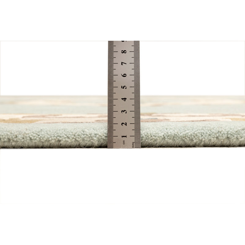 Bloomingville Floral Wool Hand Tufted Area Rug, Blue / White / Grey, Rectangular 60 x 90cm