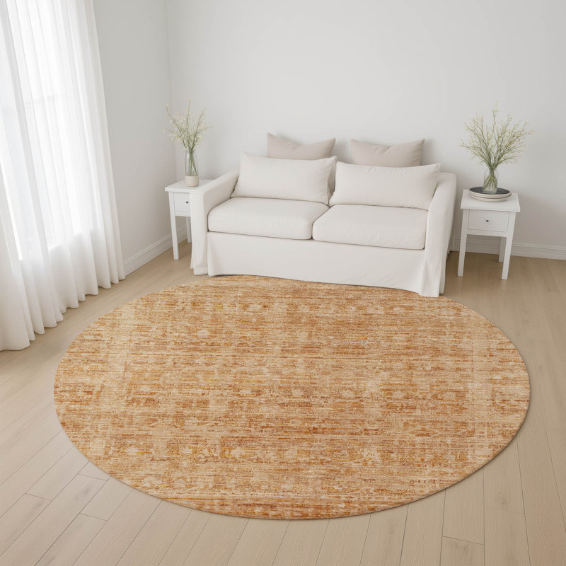 Premium Machine Washable Verlin AMF1775 Border Rug, Round 8'