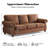 88" Wide Transitional Modern Rolled Arm Sofa Nailhead Trim & Solid Wood Legs Couch -1447206651