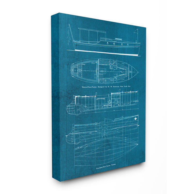 «Informationnel Boat Blueprint», reproduction d'art textuel sur toile, Toile tendue, H 20 po x l 16 po