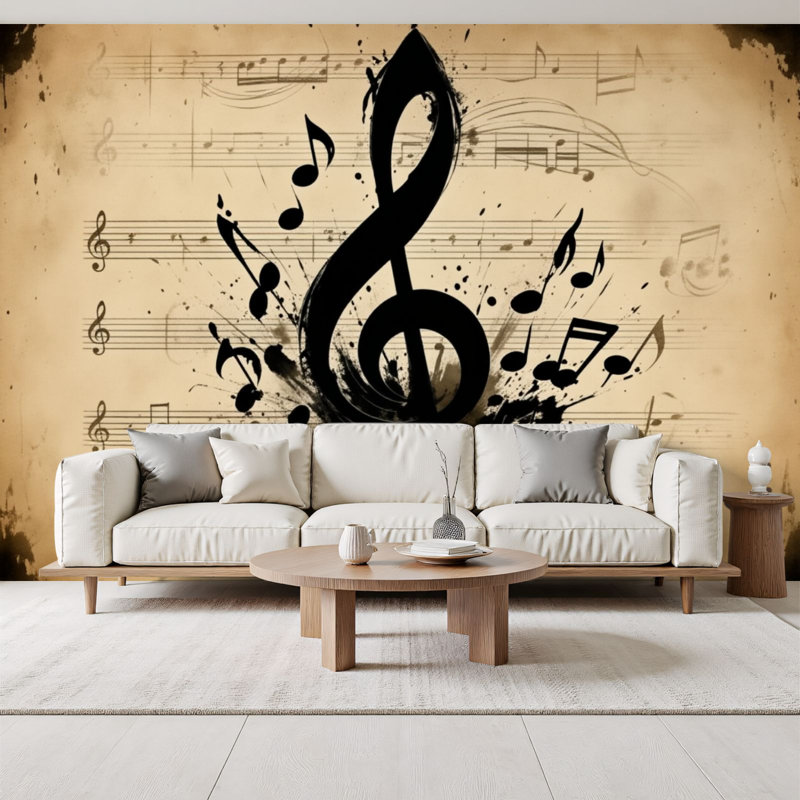 Papier peint adhésif Graffiti Musical, L 96 po x l 69 po