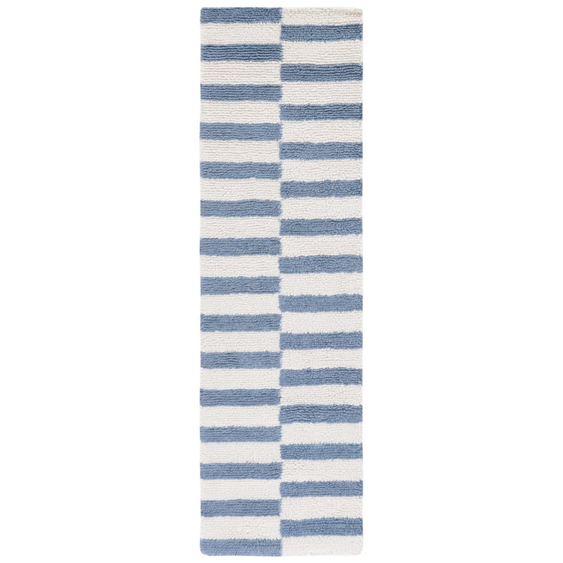 Tapis ivoire / bleu Vermont 555, Tapis de couloir 2 pi 3 po x 8 pi